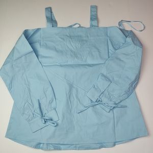 loveriche Blouse Cold Shoulder Baby Blue Med NWT
